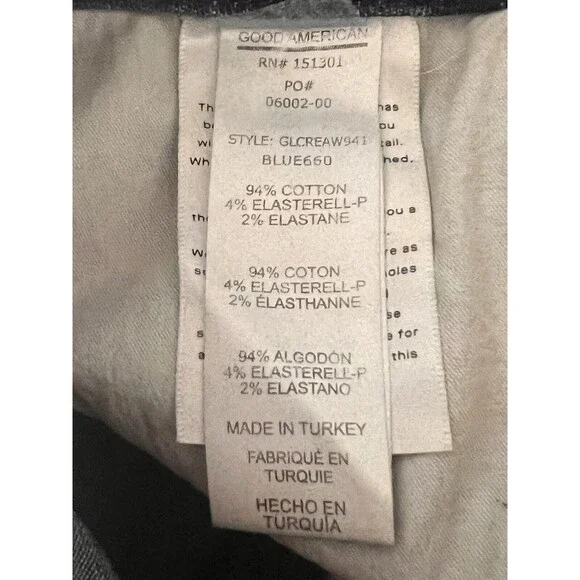 GOOD AMERICAN Good Curve Skinny Crop Raw Hem Blue Jeans Women's Size 2/26 - Picture 6 of 8